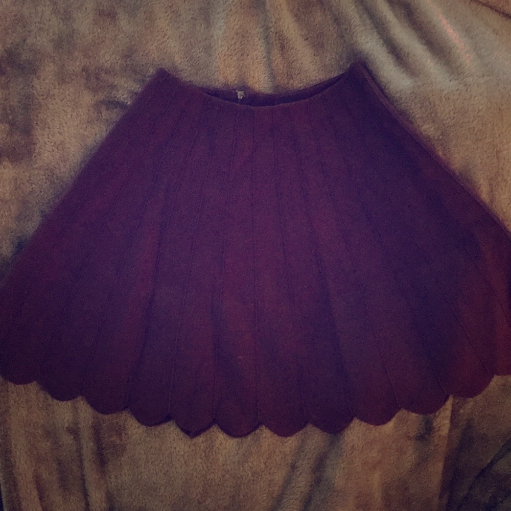 Scalloped, Maroon Anthropologie Skirt